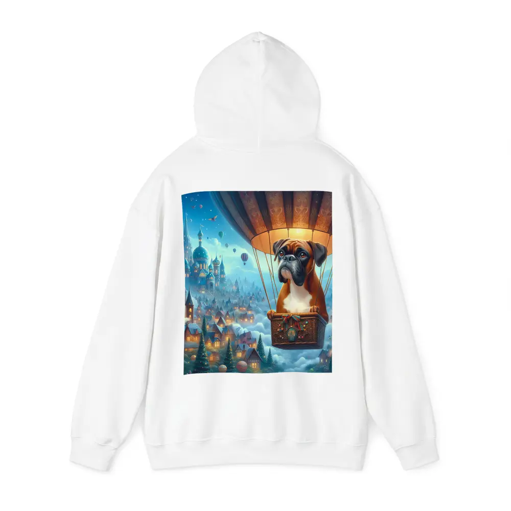 Boxer Dog Flying Hot Air Balloon Fantasy – Hoodies