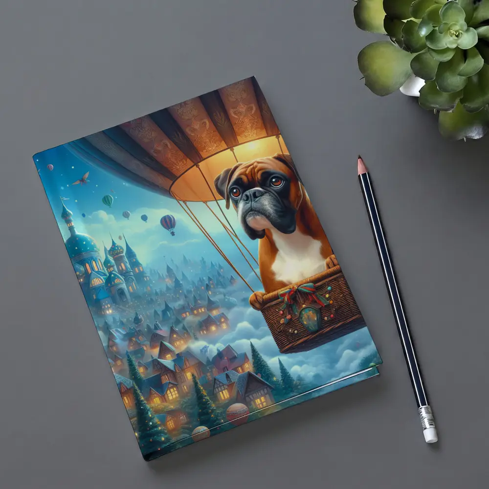 Boxer Dog Flying Hot Air Balloon Fantasy – Notebooks