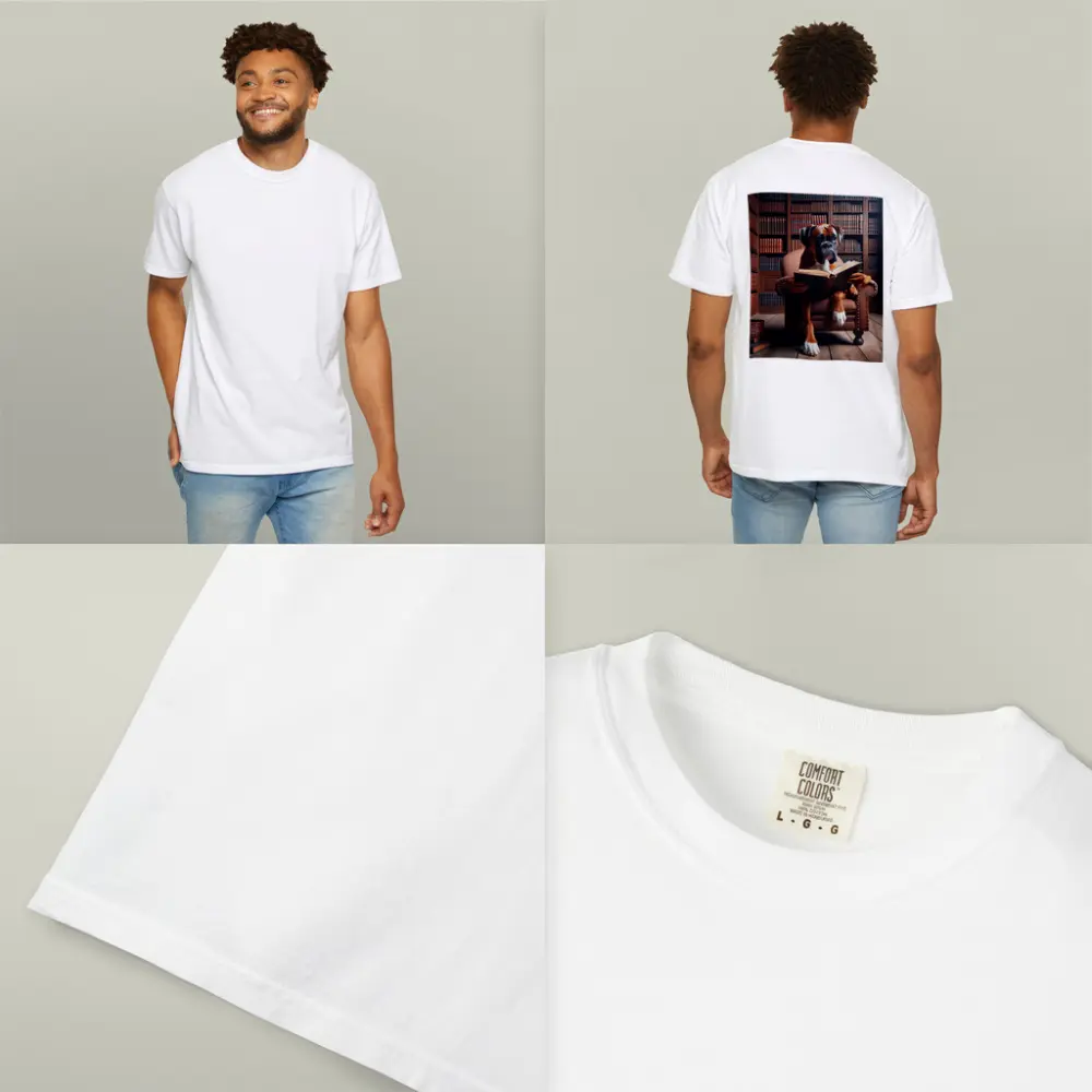 Boxer Dog Reading Book In Library – T-Shirts