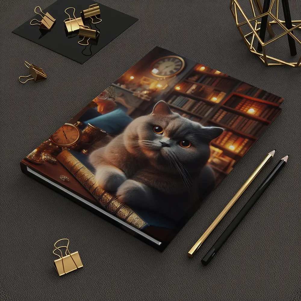 British Shorthair Cat Cozy Library Candlelight – Notebooks