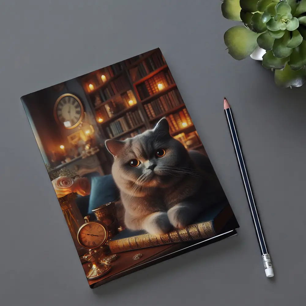 British Shorthair Cat Cozy Library Candlelight – Notebooks