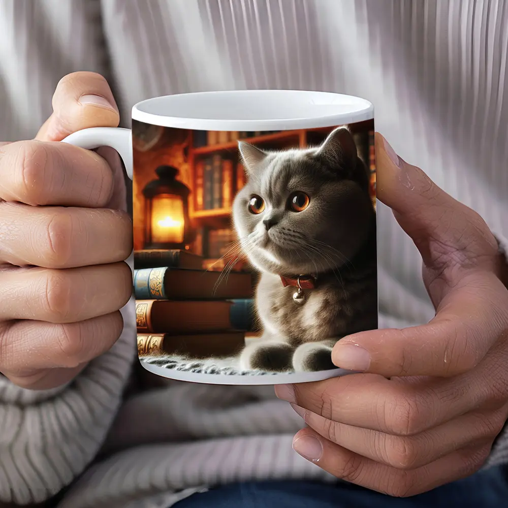 British Shorthair Cat Cozy Library Books – Mugs