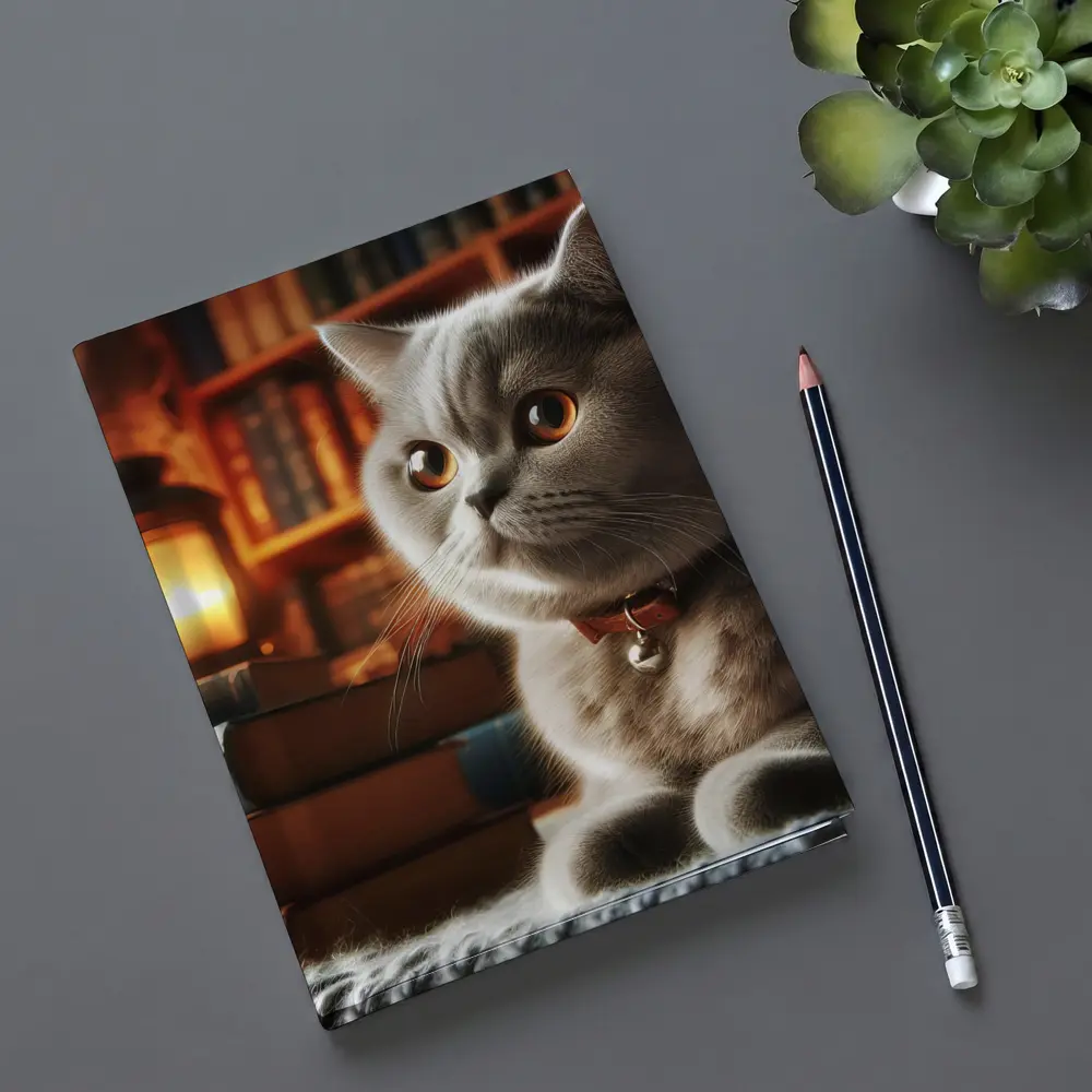 British Shorthair Cat Cozy Library Books – Notebooks