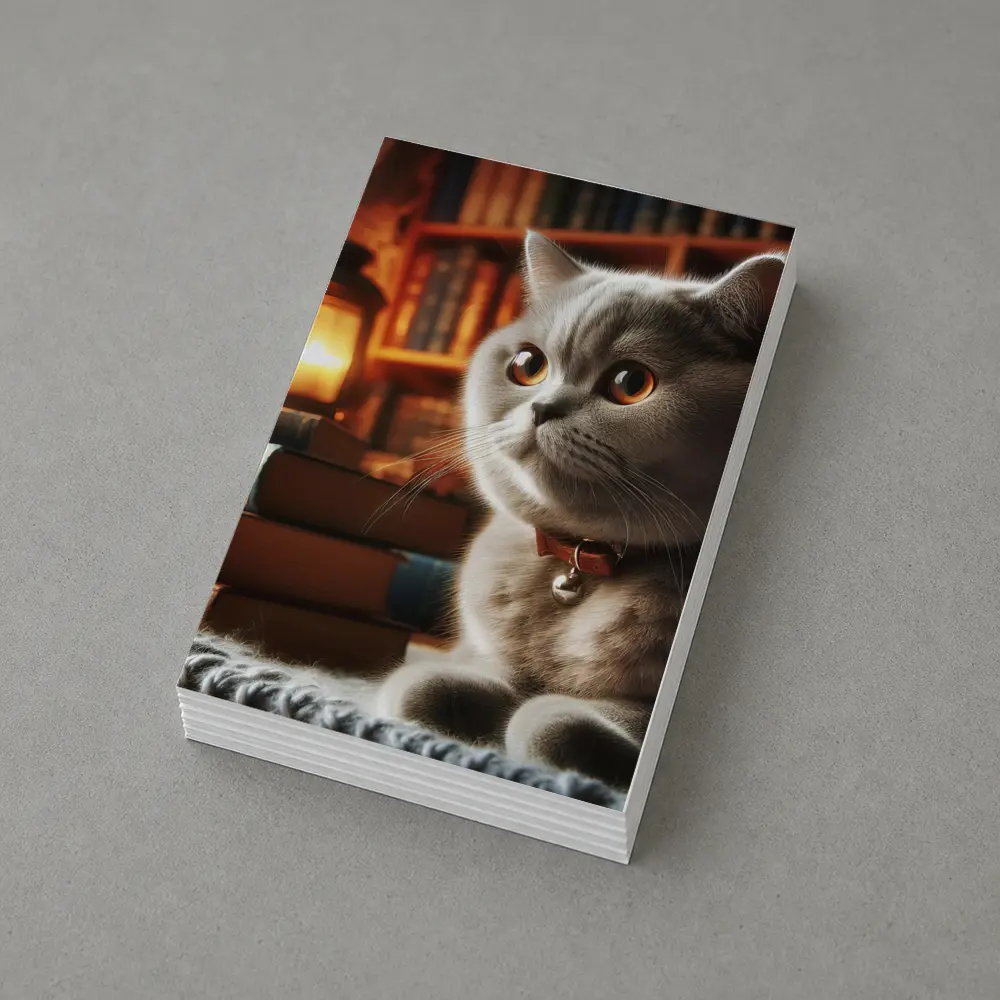 British Shorthair Cat Cozy Library Books – Postcards