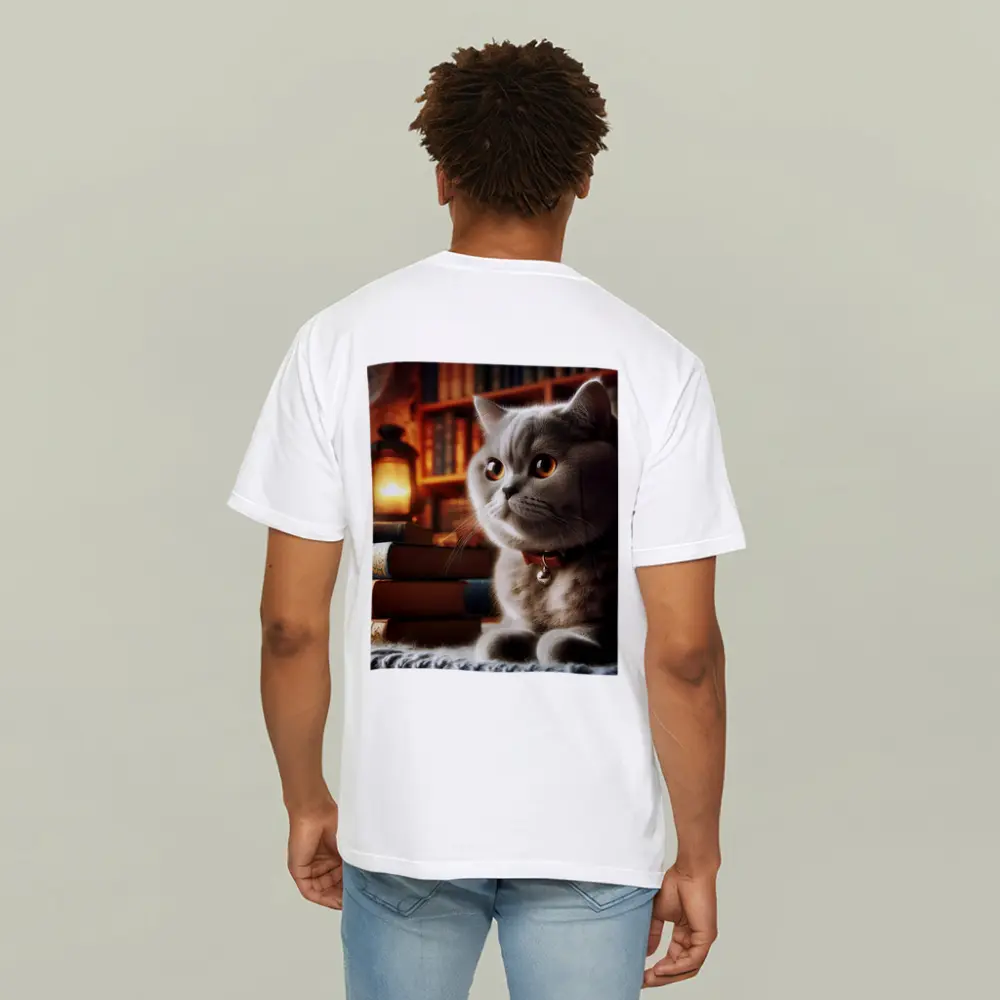 British Shorthair Cat Cozy Library Books – T-Shirts