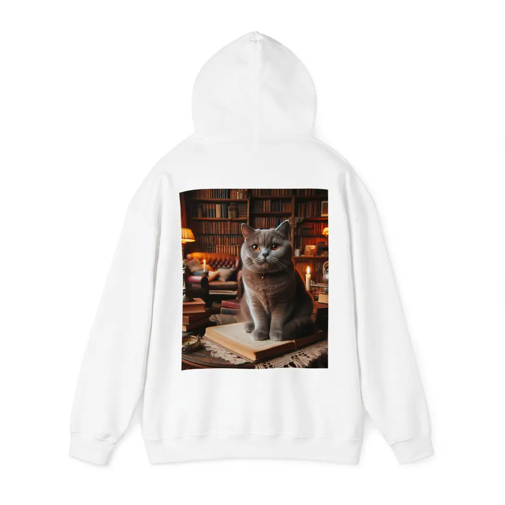 British Shorthair Cat Cozy Library Reading Room – Hoodies