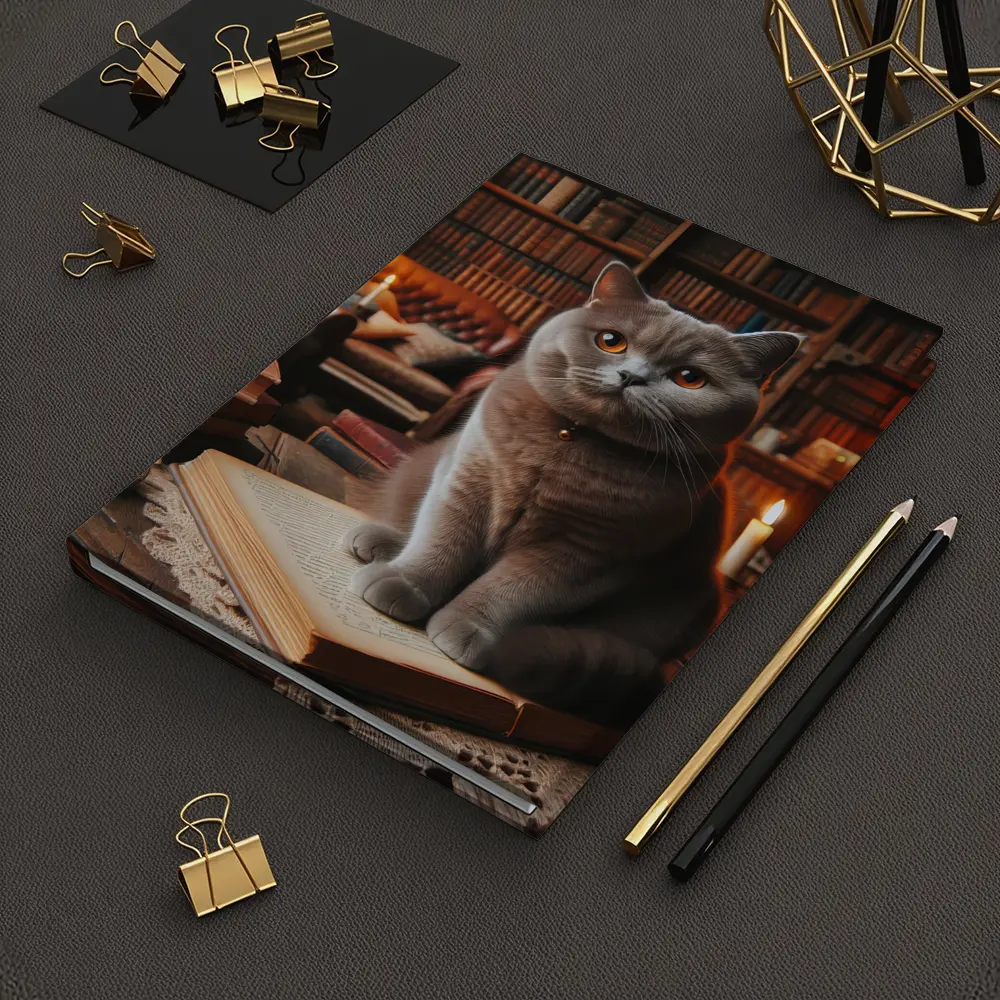 British Shorthair Cat Cozy Library Reading Room – Notebooks