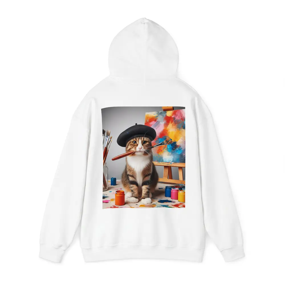 Artist Cat Beret Painting Studio Scene – Hoodies