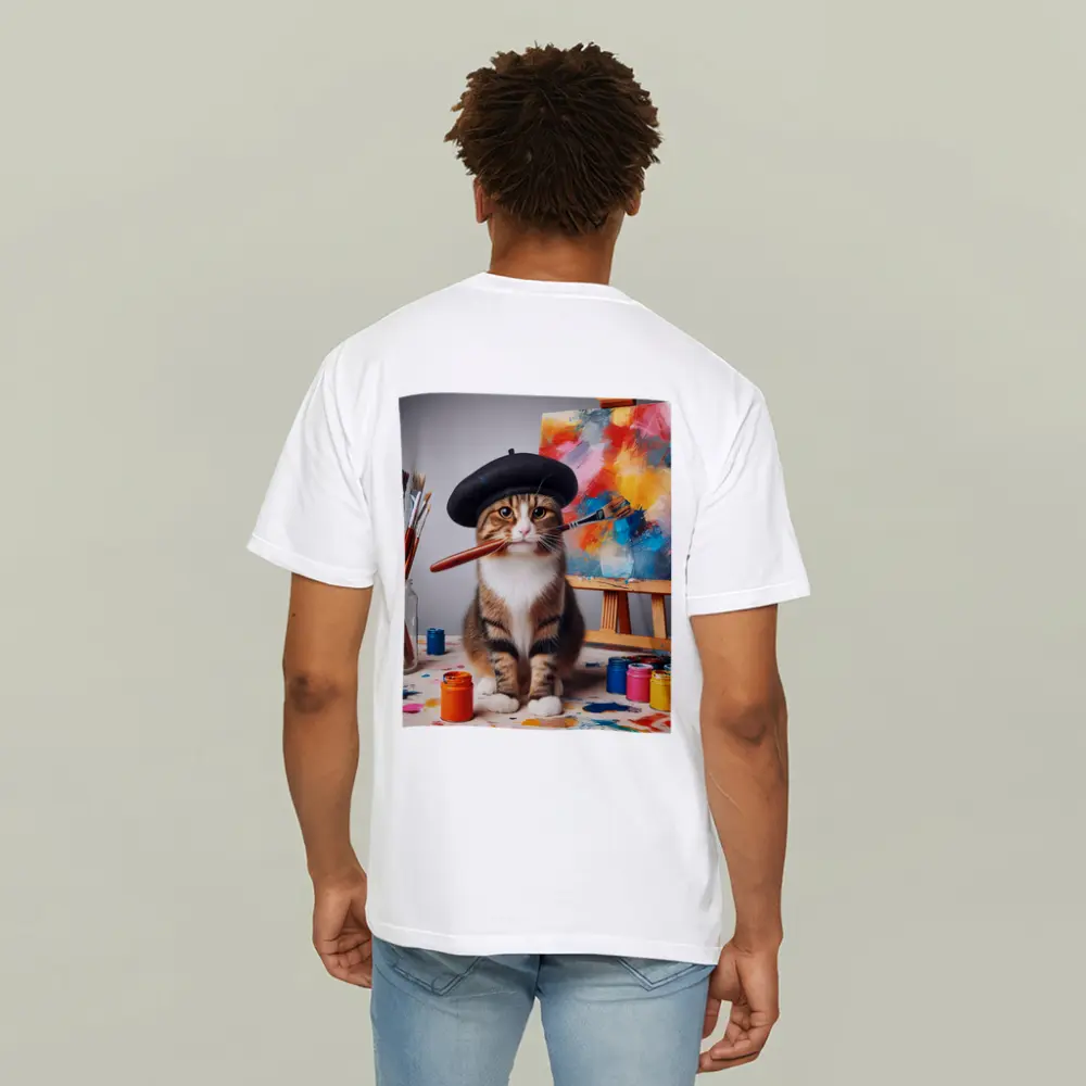 Artist Cat Beret Painting Studio Scene – T-Shirts