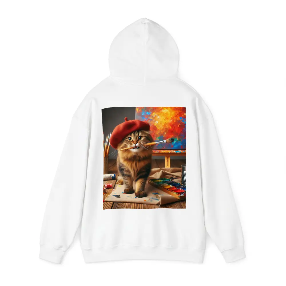 Tabby Cat Artist Red Beret Painting Studio – Hoodies