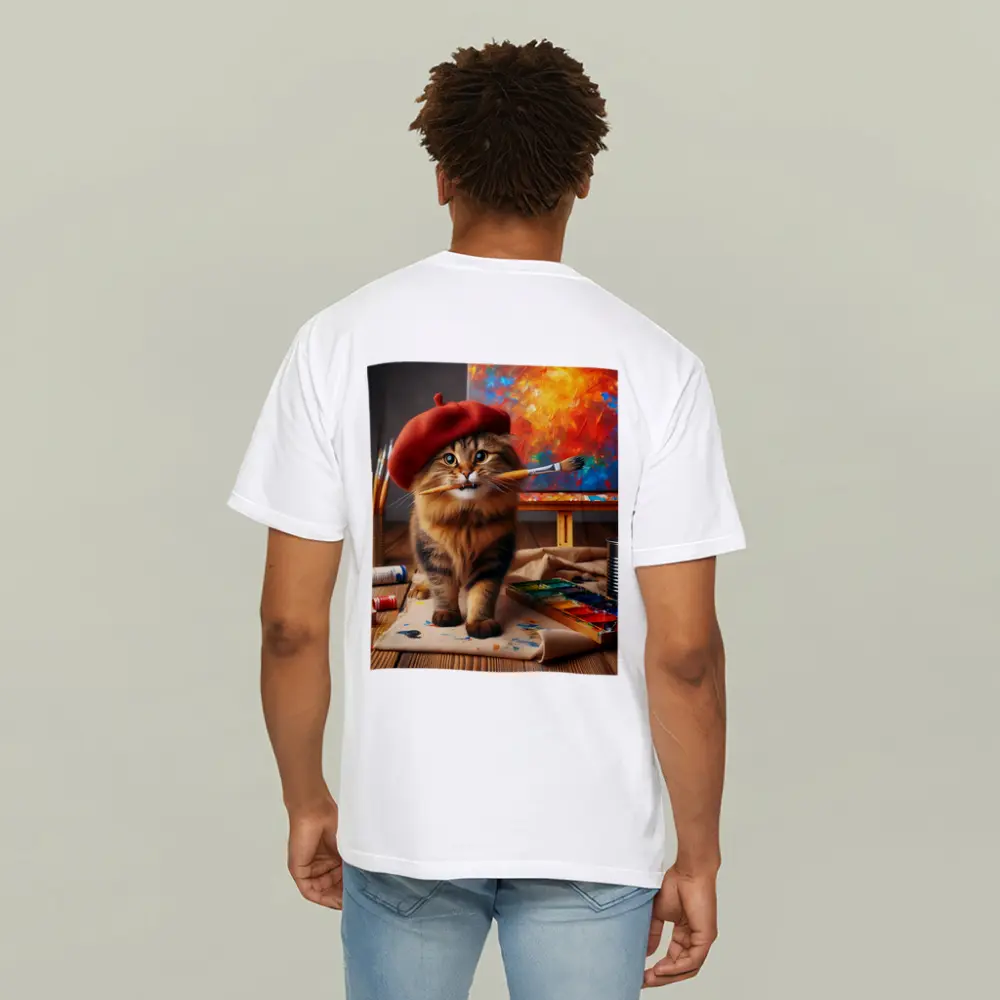 Tabby Cat Artist Red Beret Painting Studio – T-Shirts