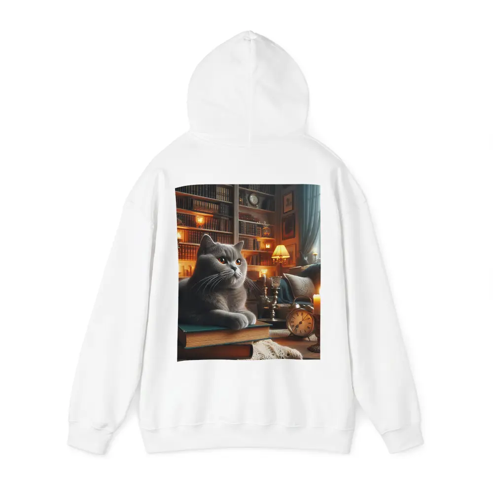 Gray British Shorthair Cat Library Candlelight – Hoodies