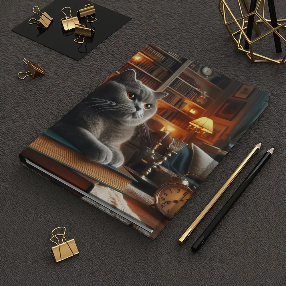 Gray British Shorthair Cat Library Candlelight – Notebooks