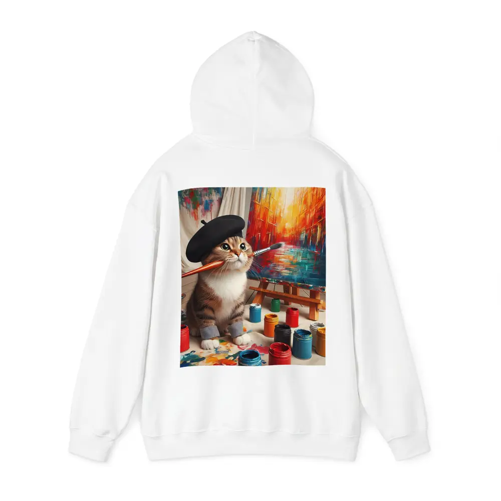 Artist Cat Wearing Beret Painting Studio – Hoodies