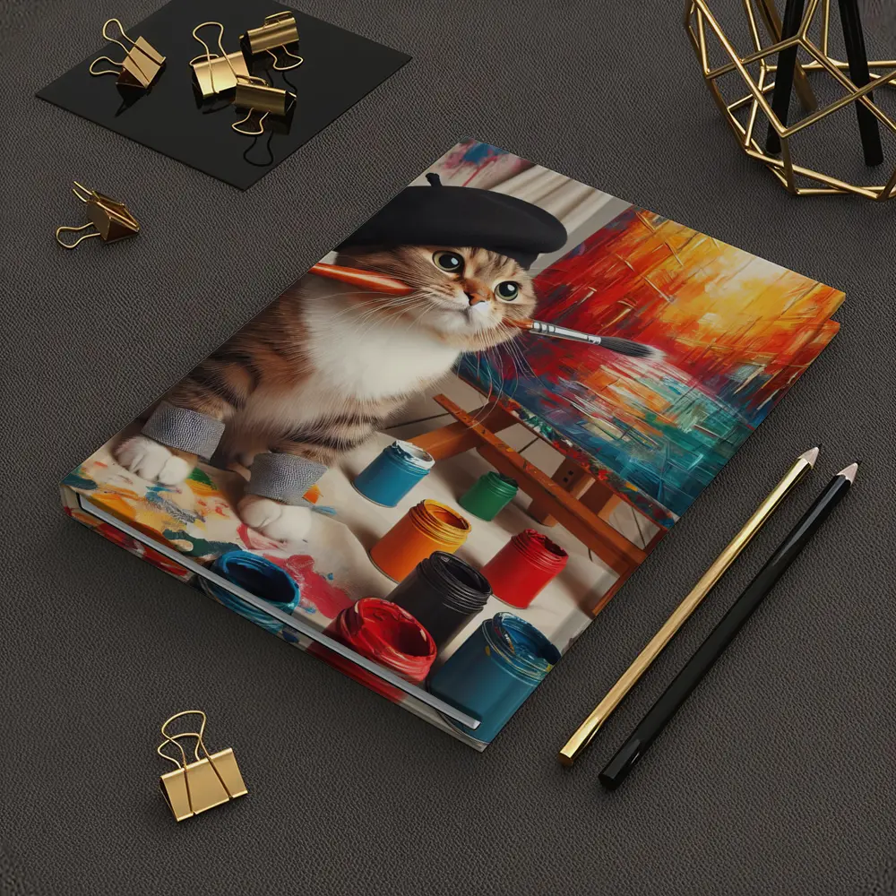 Artist Cat Wearing Beret Painting Studio – Notebooks