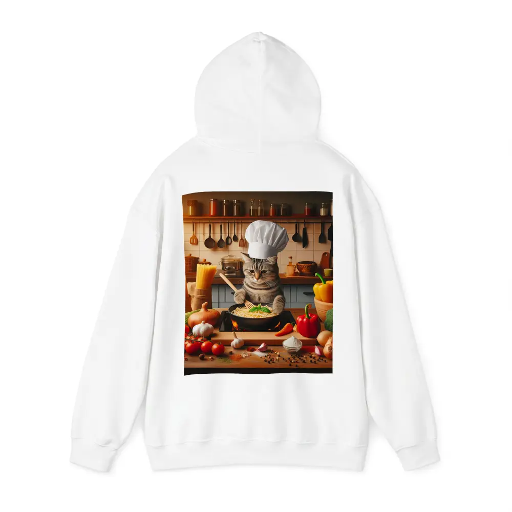 Chef Cat Cooking Pasta in Kitchen – Hoodies