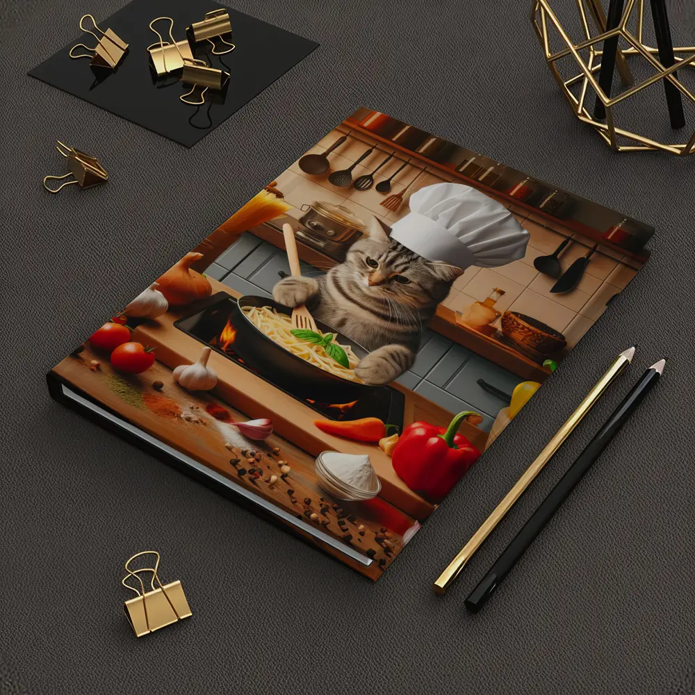 Chef Cat Cooking Pasta in Kitchen – Notebooks