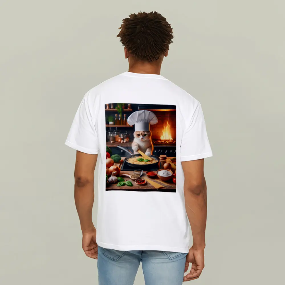 Cat Chef Cooking Pasta In Kitchen – T-Shirts