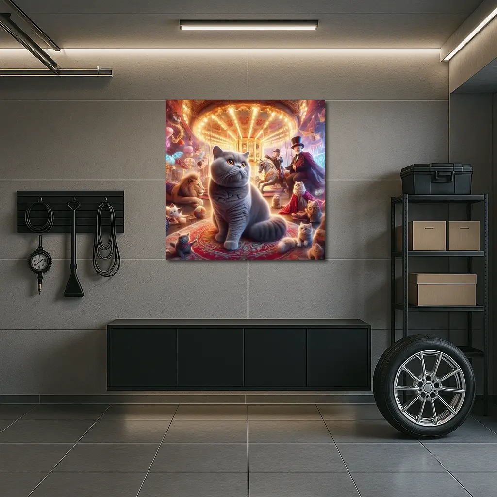 British Shorthair Cat Magical Carnival Scene – Wall Art