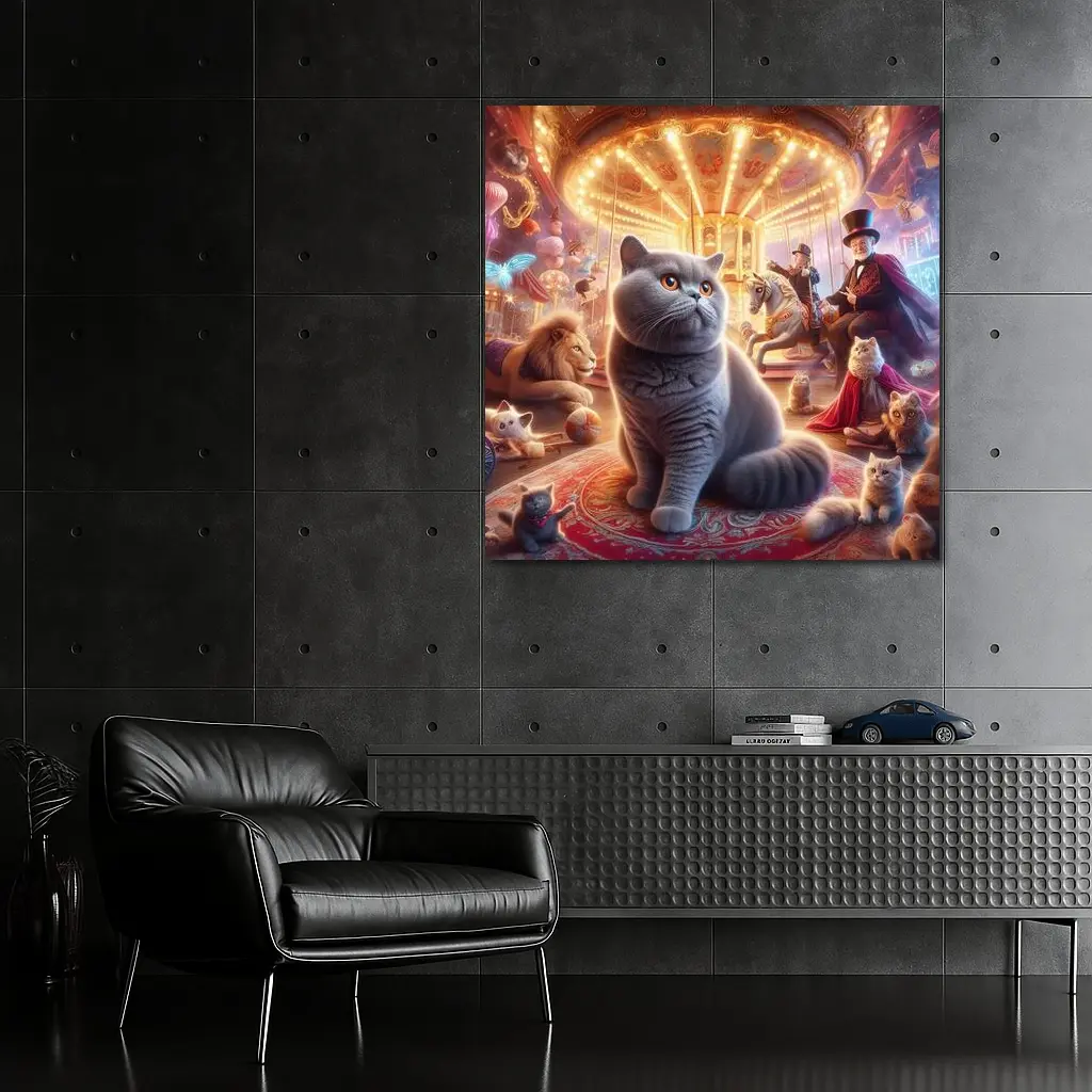 British Shorthair Cat Magical Carnival Scene – Wall Art
