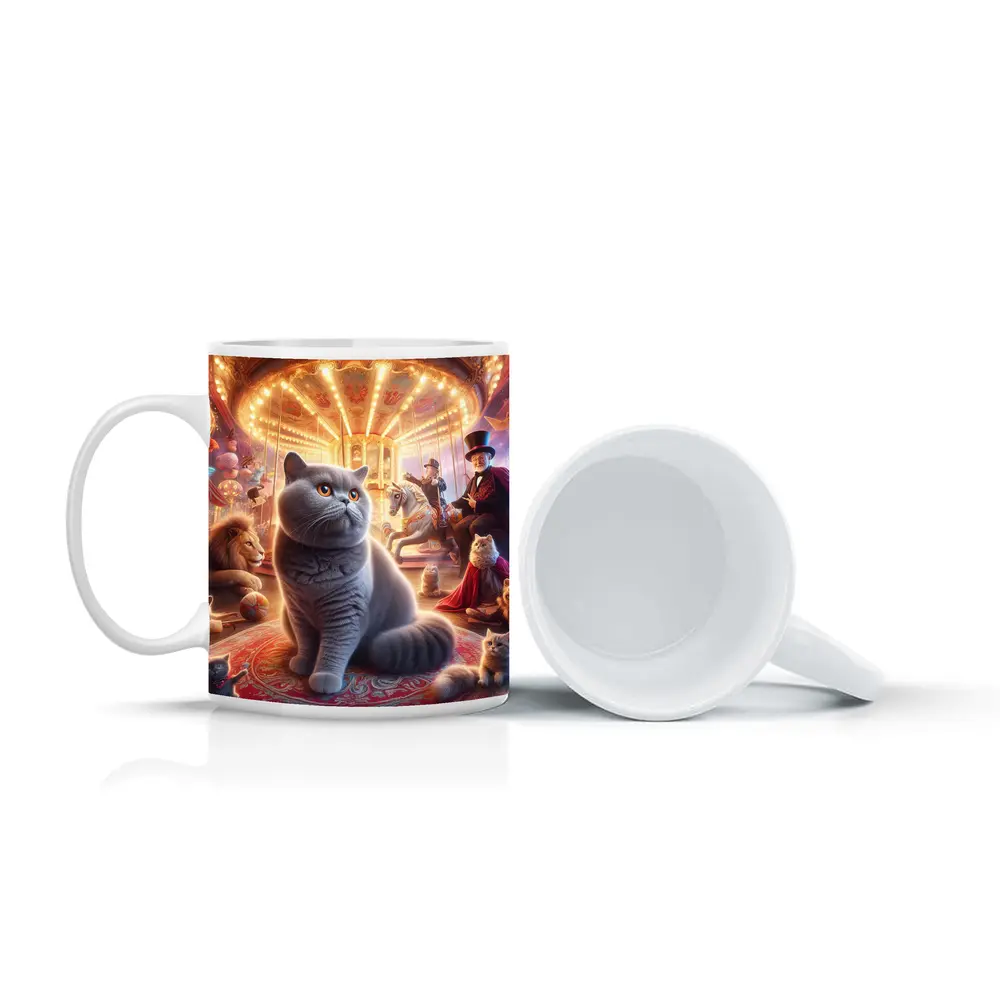 British Shorthair Cat Magical Carnival Scene – Mugs