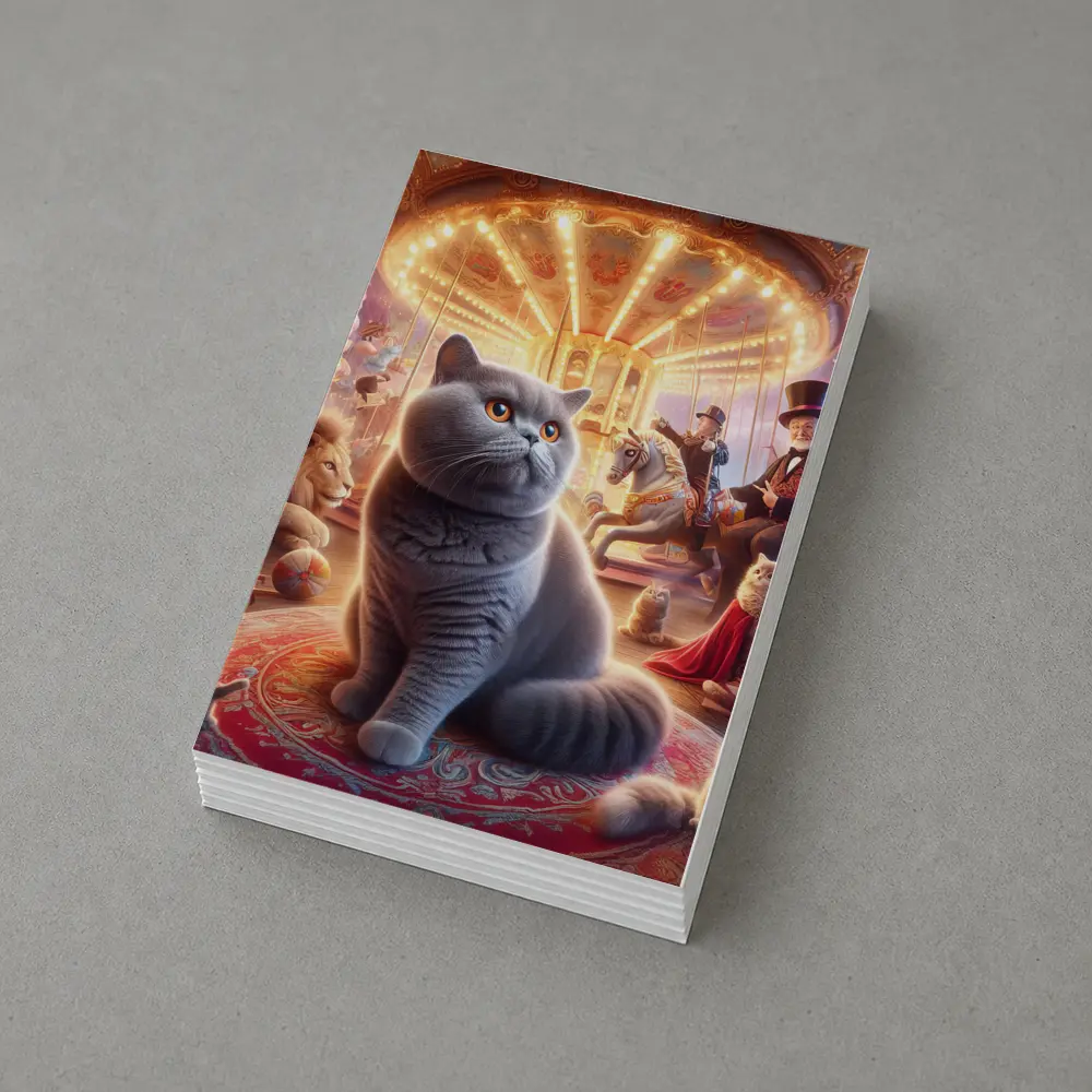 British Shorthair Cat Magical Carnival Scene – Postcards