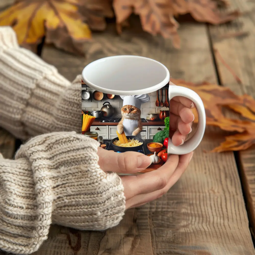 Orange Cat Chef Cooking Pasta Kitchen – Mugs
