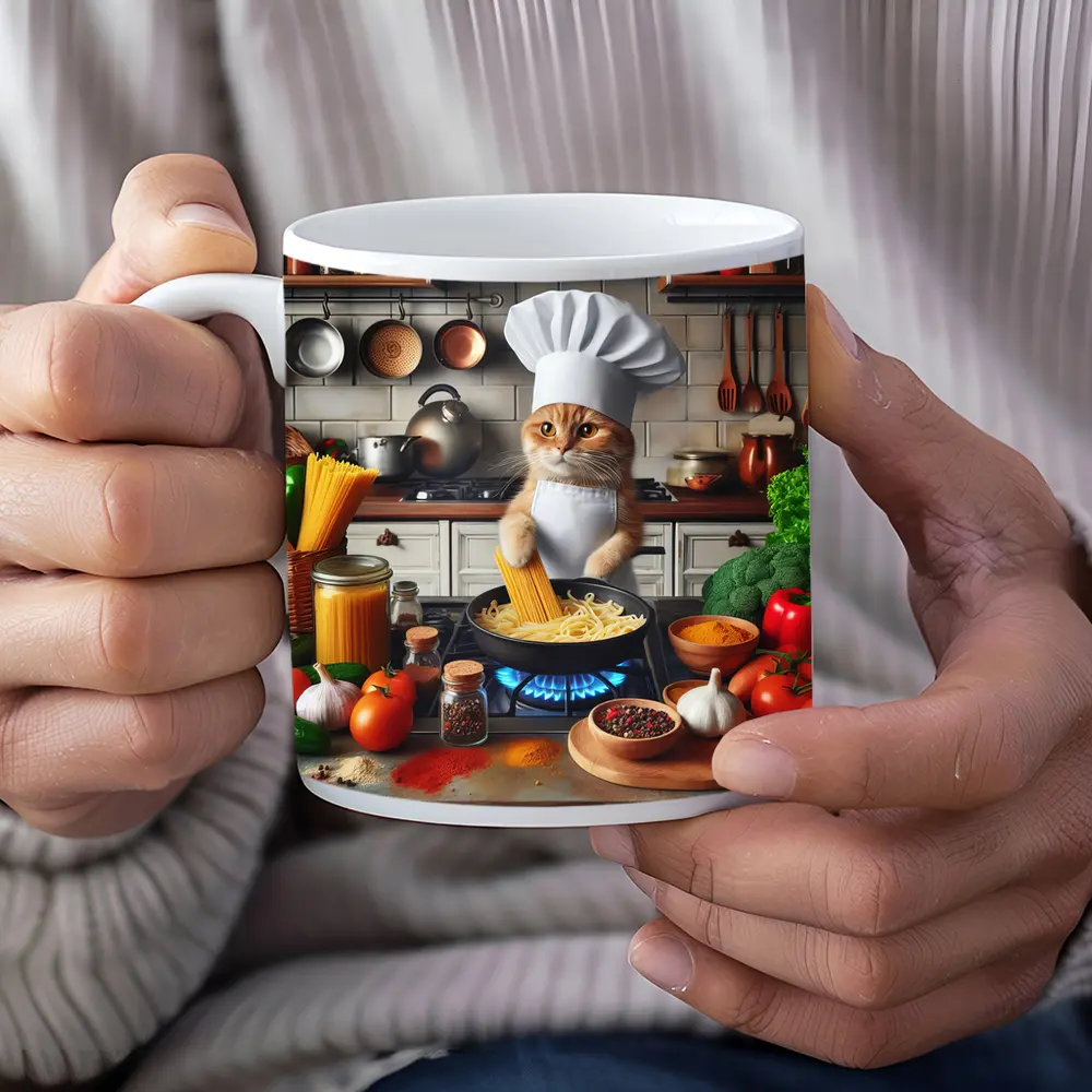 Orange Cat Chef Cooking Pasta Kitchen – Mugs
