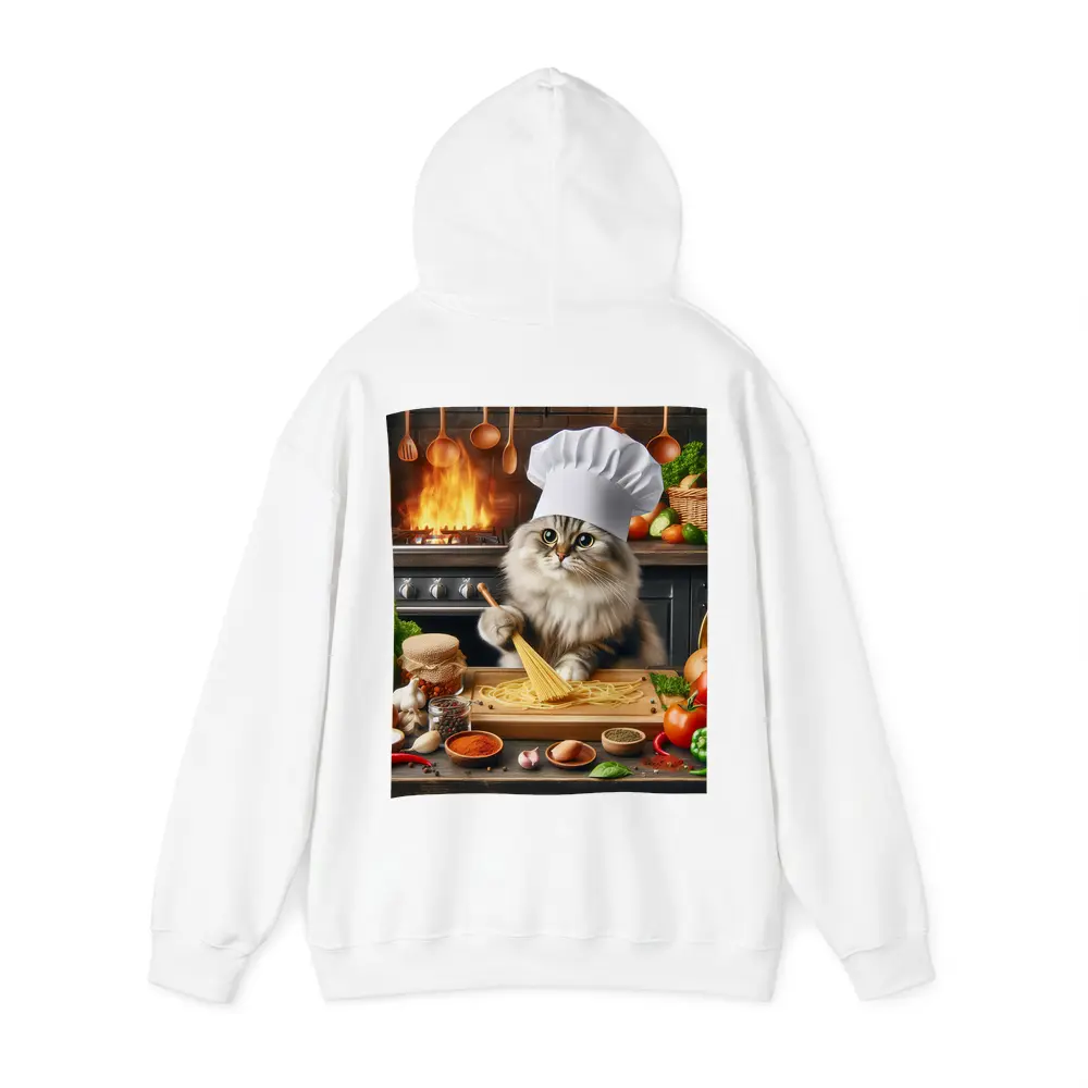 Chef Cat Cooking Pasta Kitchen Scene – Hoodies