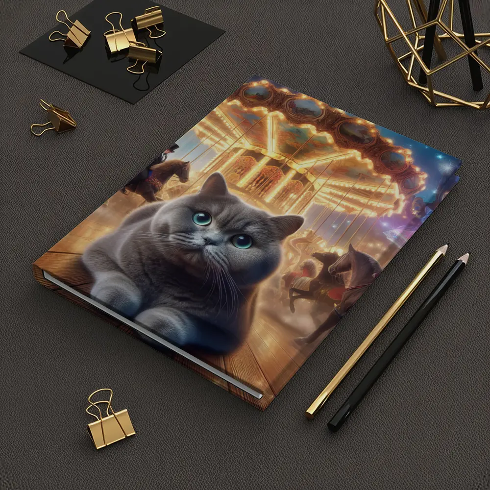 Gray British Shorthair Cat Carnival Fantasy Scene – Notebooks