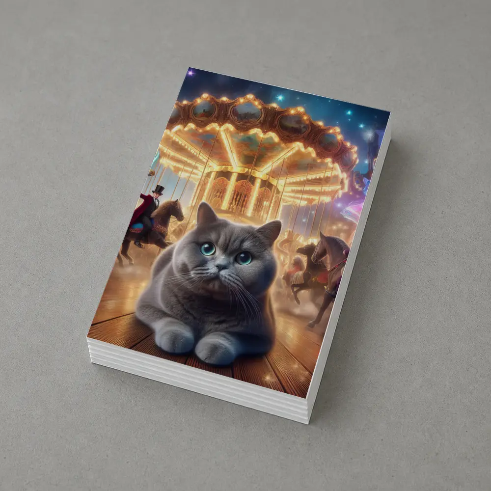 Gray British Shorthair Cat Carnival Fantasy Scene – Postcards