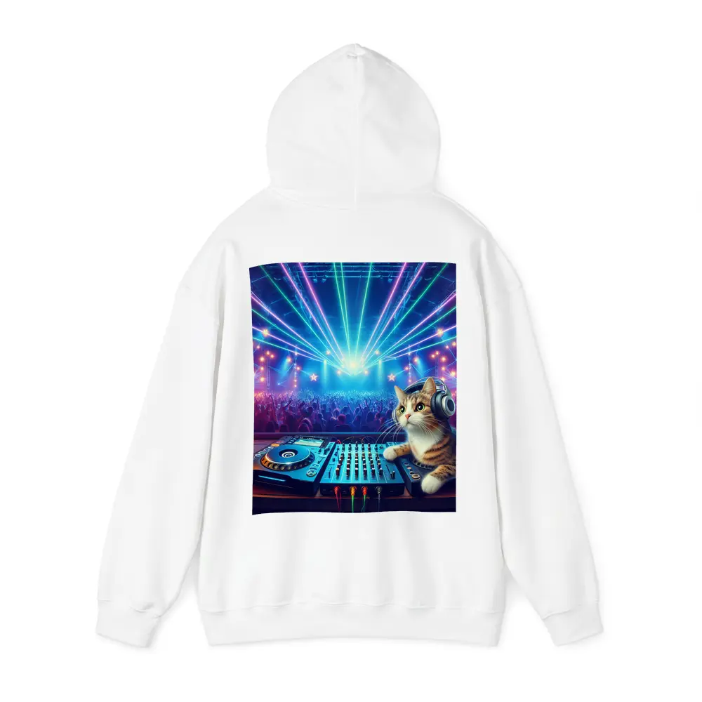 DJ Cat Headphones Neon Concert Crowd – Hoodies