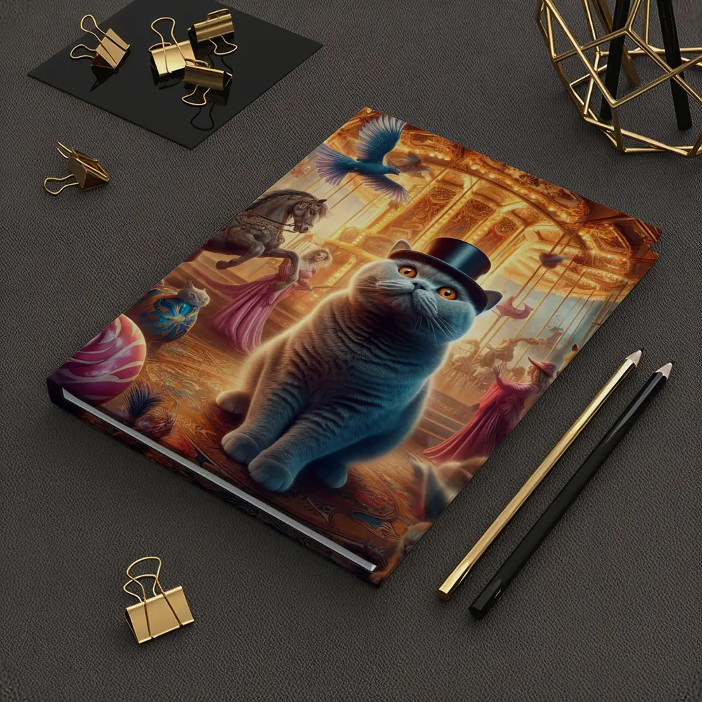 British Shorthair Cat Carousel Fantasy Scene – Notebooks