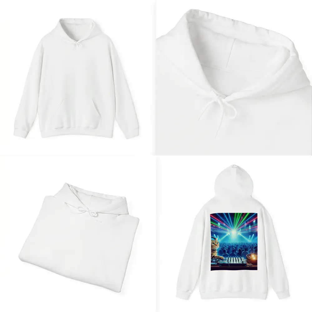 Tabby Cat DJ Mixing Neon Club – Hoodies