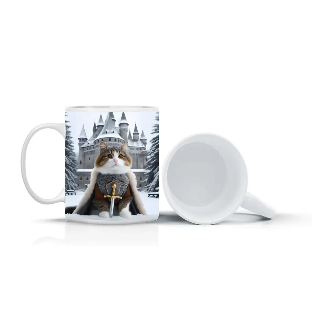 Knight Cat in Armor Winter Castle – Mugs