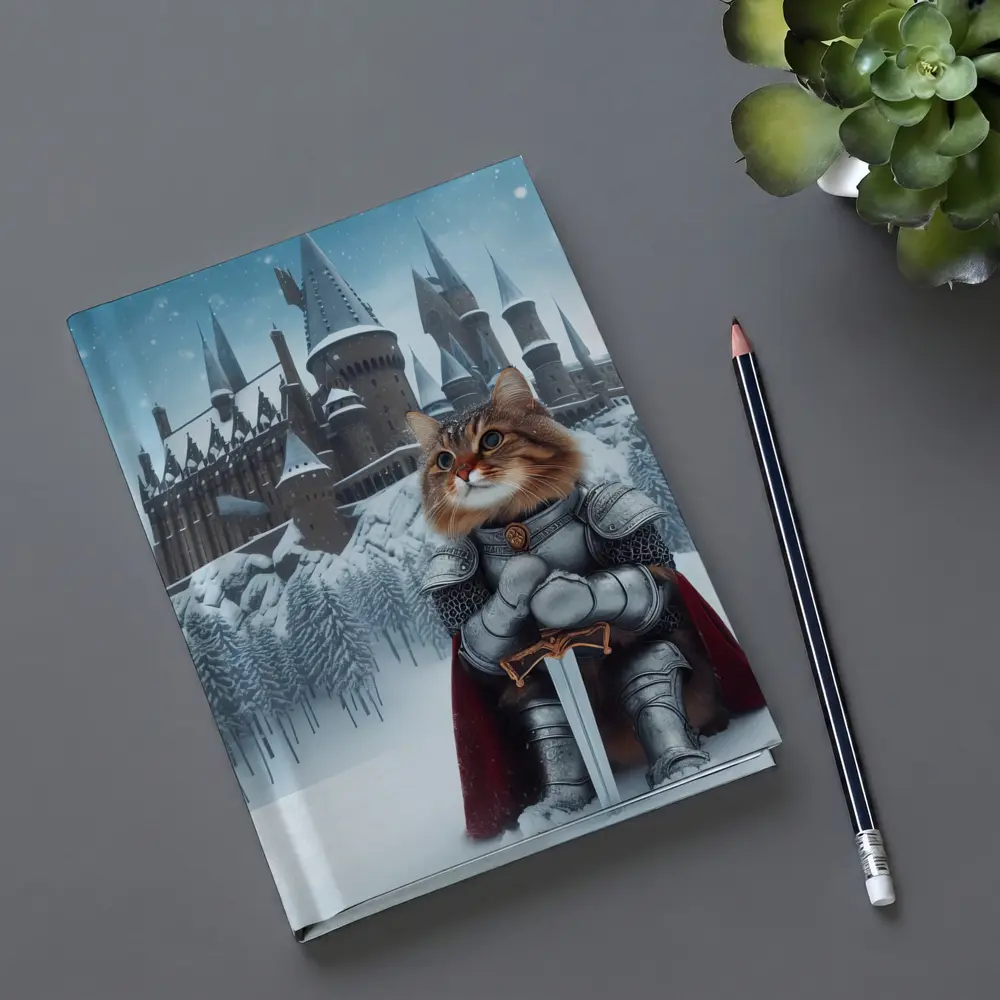 Knight Cat in Armor Winter Castle – Notebooks
