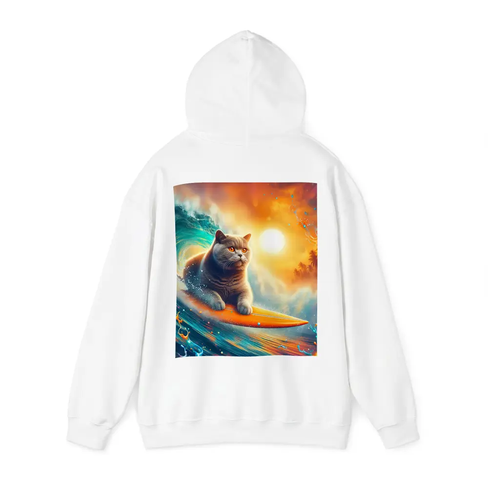British Shorthair Cat Surfing Ocean Wave – Hoodies