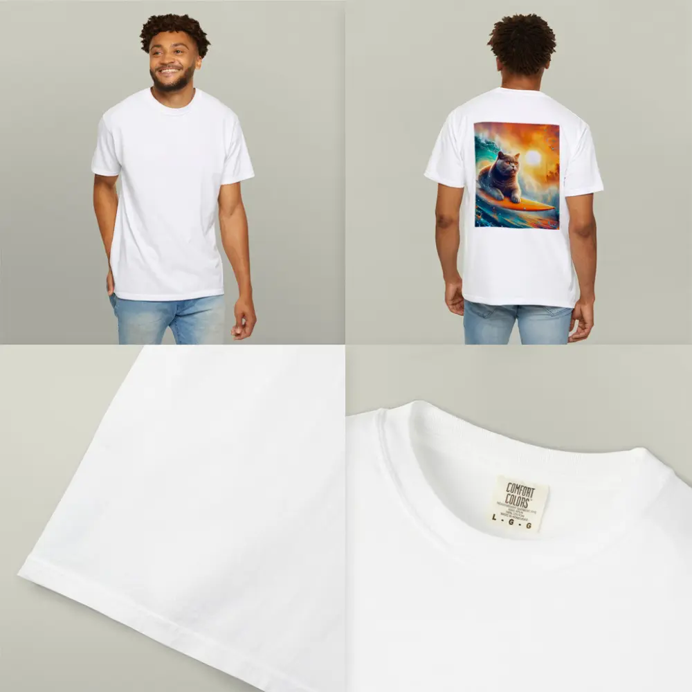 British Shorthair Cat Surfing Ocean Wave – T-Shirts