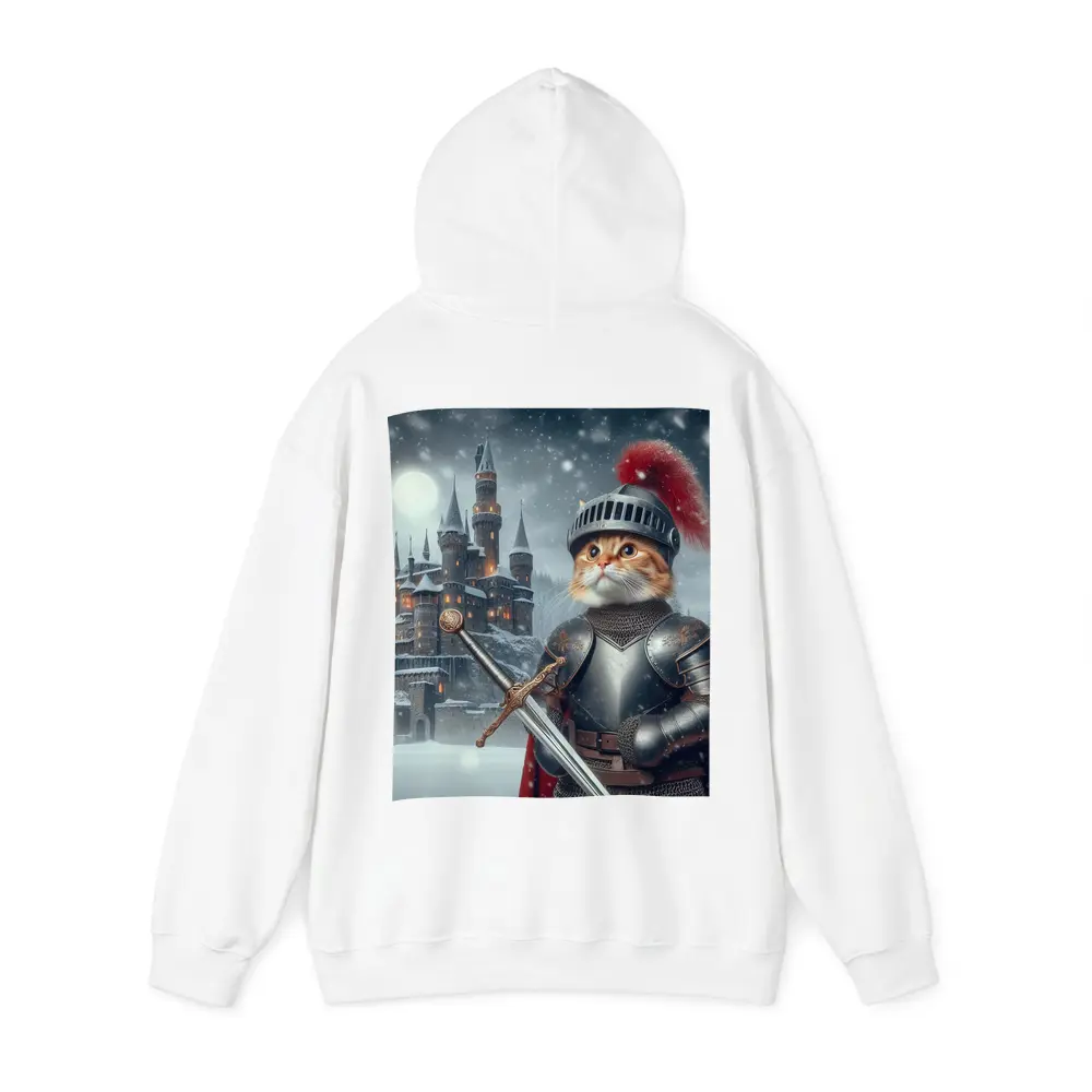 Orange Cat Knight Armor Snowy Castle – Hoodies