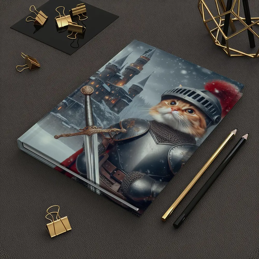 Orange Cat Knight Armor Snowy Castle – Notebooks