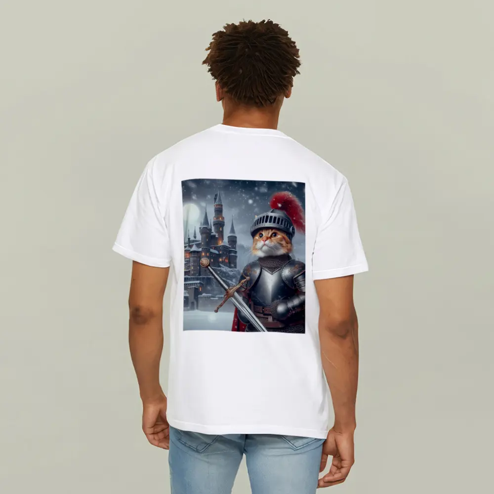 Orange Cat Knight Armor Snowy Castle – T-Shirts