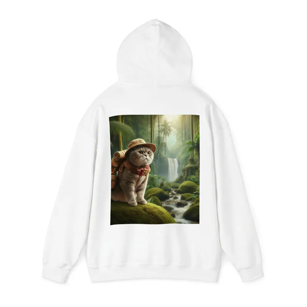Scottish Fold Cat Explorer Jungle Waterfall – Hoodies