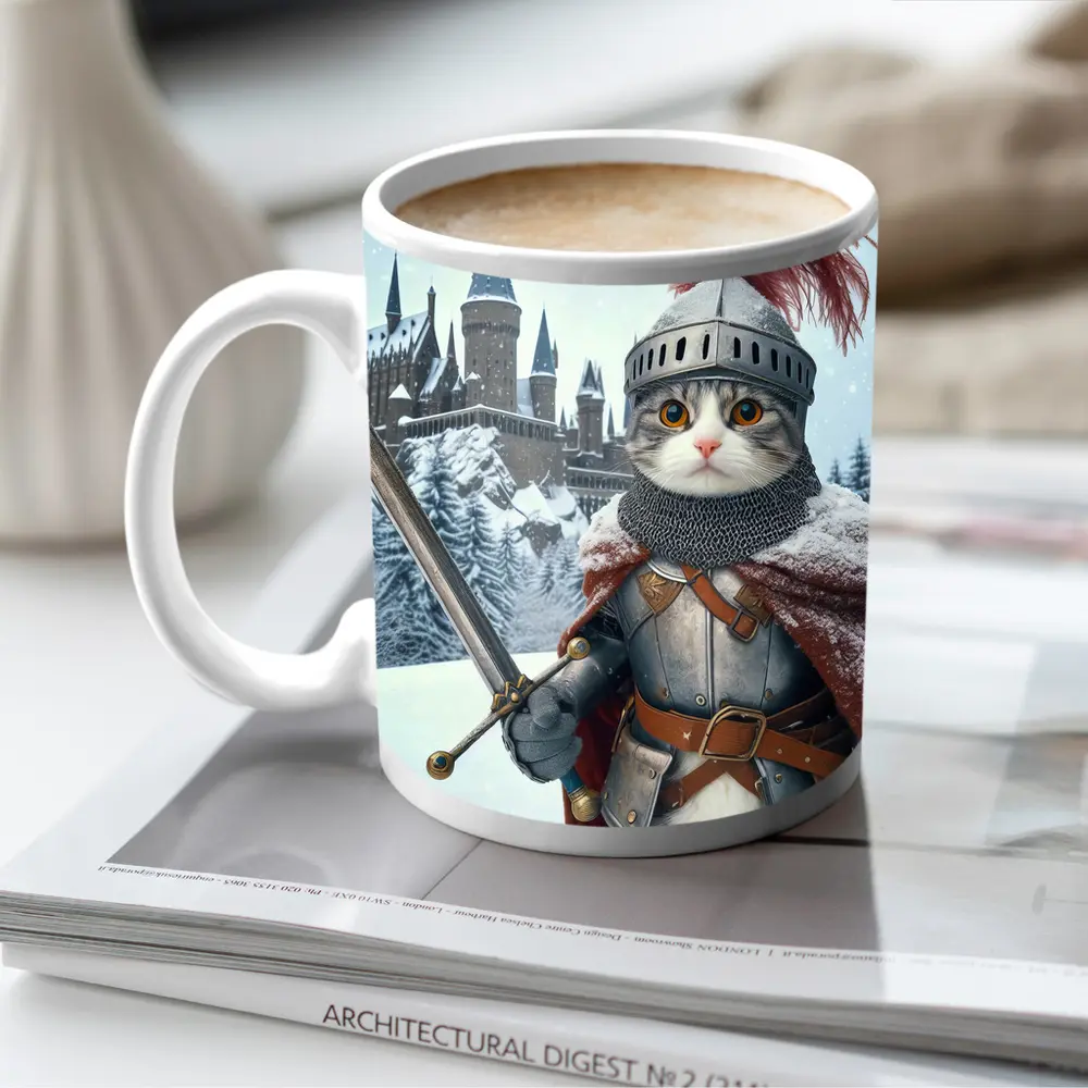 Knight Cat In Armor Winter Castle – Mugs