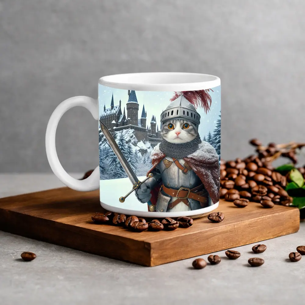 Knight Cat In Armor Winter Castle – Mugs