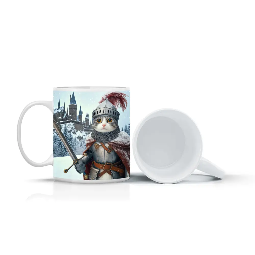 Knight Cat In Armor Winter Castle – Mugs