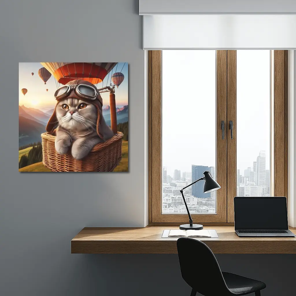 Scottish Fold Cat Aviator Hot Air Balloon – Wall Art