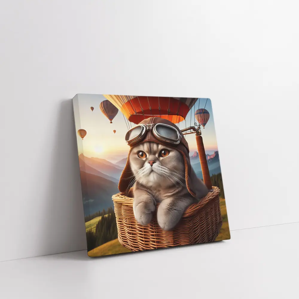 Scottish Fold Cat Aviator Hot Air Balloon – Wall Art