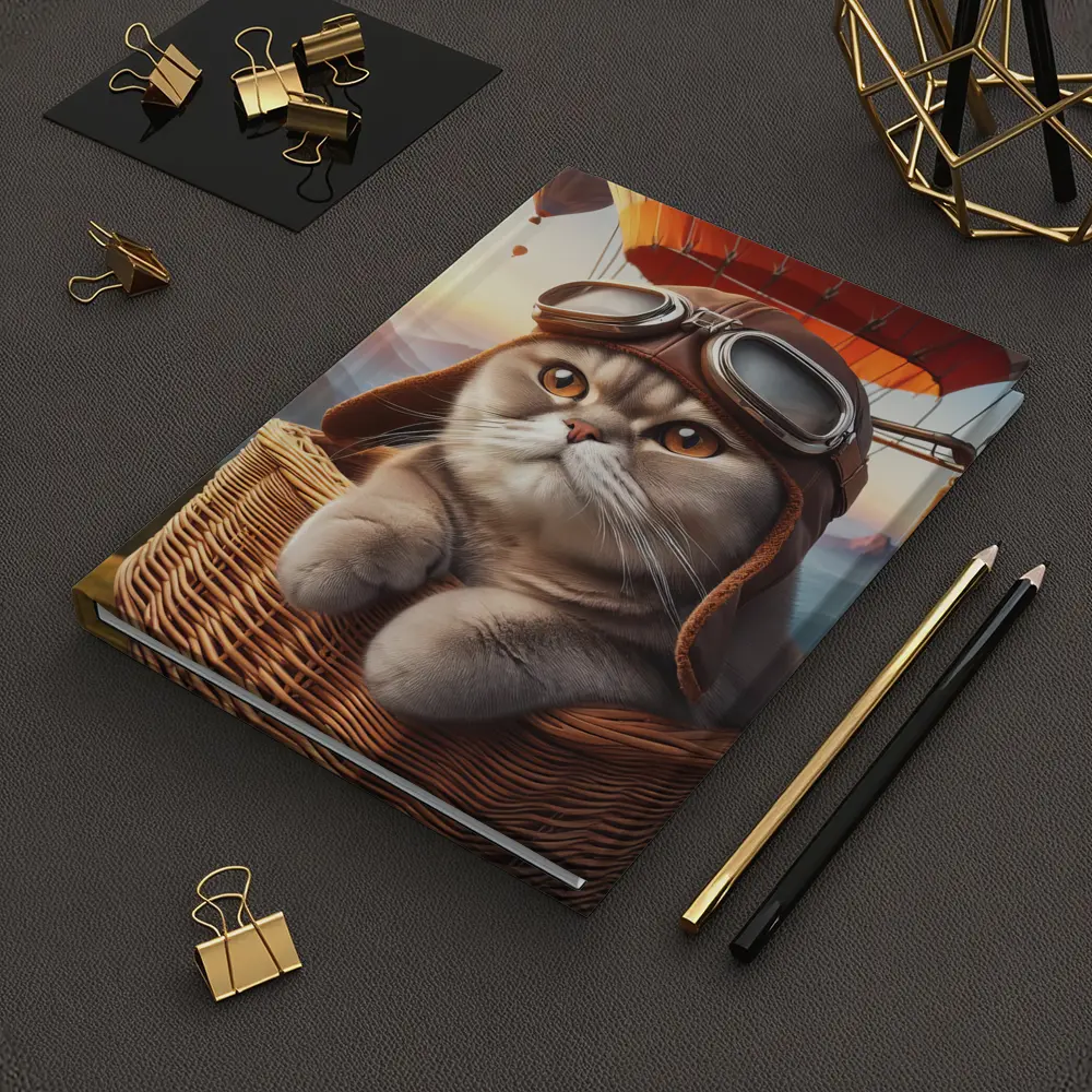 Scottish Fold Cat Aviator Hot Air Balloon – Notebooks