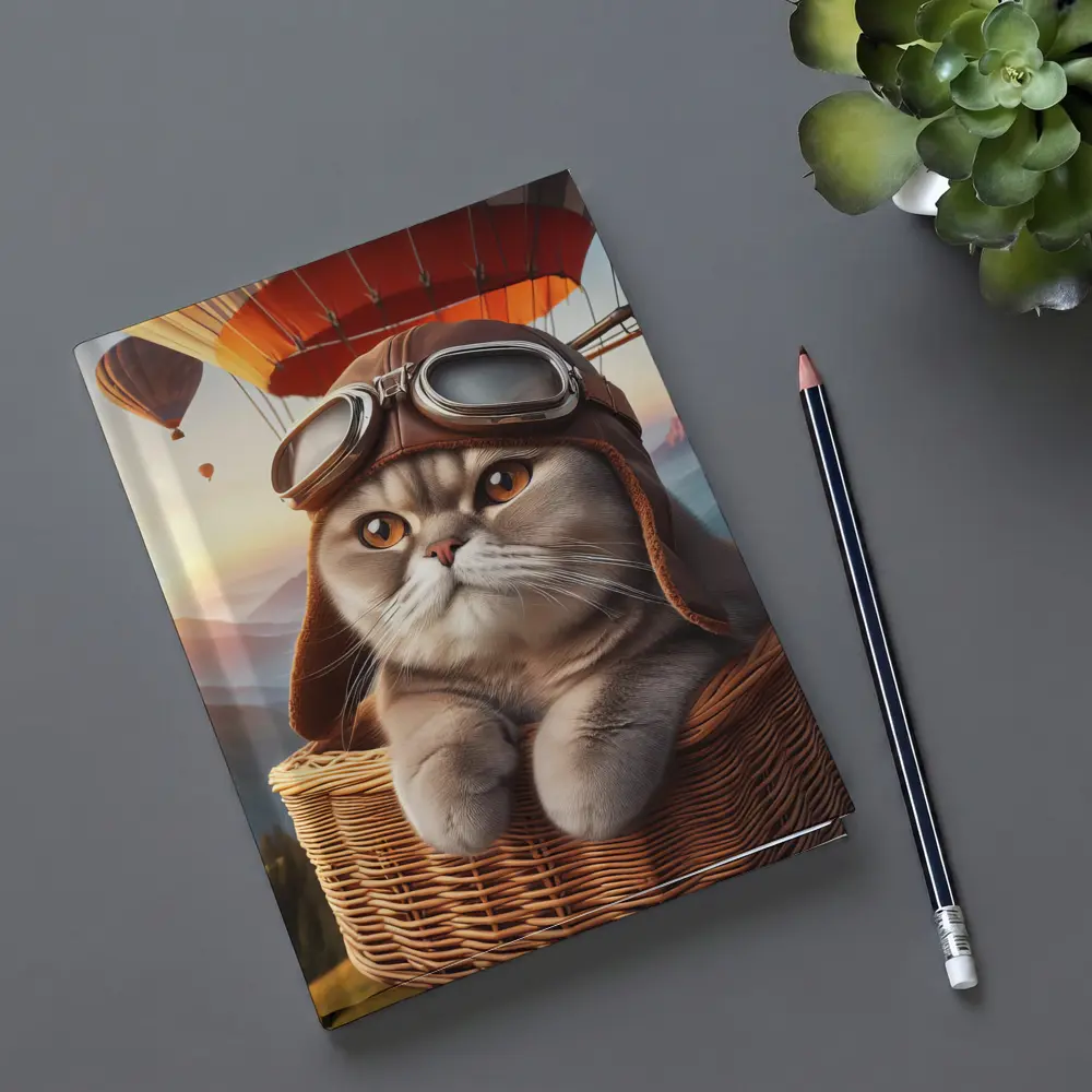 Scottish Fold Cat Aviator Hot Air Balloon – Notebooks