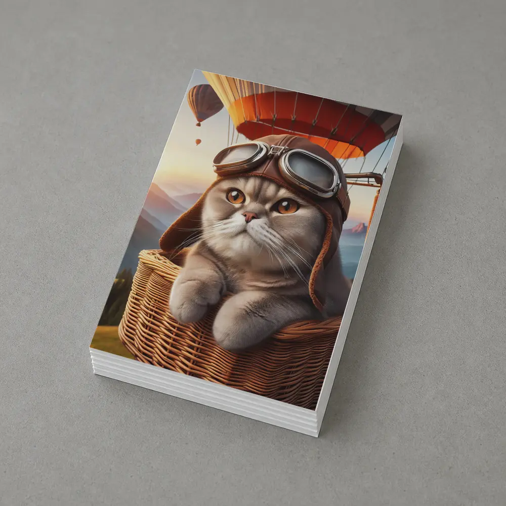 Scottish Fold Cat Aviator Hot Air Balloon – Postcards